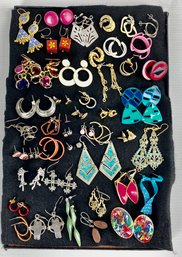 Large Lot Of Vintage Costume Jewelry: Earrings