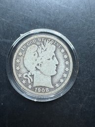 1908-O Barber Silver Half Dollar