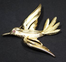 VINTAGE GOLD TONE SIGNED TRIFARI BIRD BROOCH