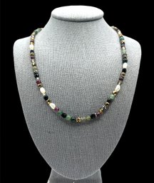 Beautiful Sterling Silver Multi Color Beads And Baroque Pearl Necklace