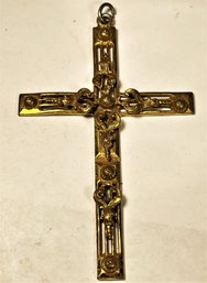 Antique Victorian Gold Tone Large Cross Pendant
