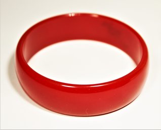 Vintage Red Bakelite Plastic Wide Bangle Bracelet