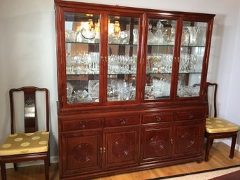 Stunning Large Asian Rosewood Cabinet - This Piece Is Incredible - Glass Shelves - Lighted - AMAZING PIECE !