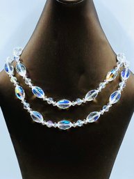 Classic Faceted Duel Strand Austrian AB Crystal Necklace