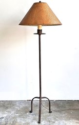 A Modern Wrought Iron Standing Lamp With Custom Shade