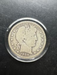 1908-D Barber Silver Half Dollar