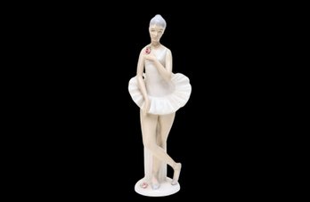 Miguel Requena Porcelain Figurine Gracious Ballerina Rose Leaning On A Column