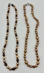 2 New Fresh Water Pearl Necklaces By Honora, 18 Inches, With Sterling Clasps