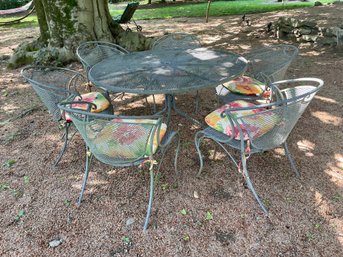 Vintage Outdoor Iron Round Table With Six Arm Chairs