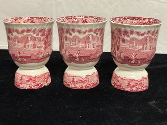 Vintage Masons Vista Red Transferware Double Egg Cups