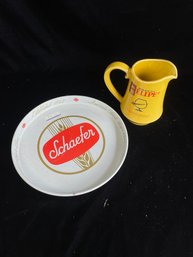 Schaefer Tin Tray And Elite II Brandy Pitcher