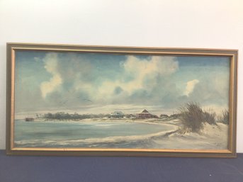 Oil On Canvas Of A Beachside Landscape Scene