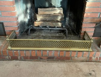 Antique Brass Fireplace Fender Surround With Woven Detail