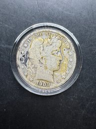 1909-S Barber Silver Half Dollar