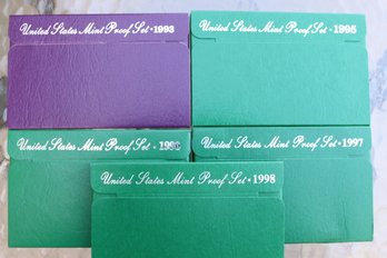 5 Proof Coins Sets 1993 1995 1996 1997 1998