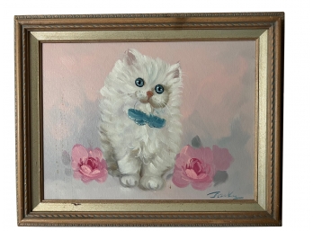 Framed Vintage Cat Painting - Jacky