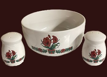 Wang's Porcelain Bowl And Salt & Pepper Shakers