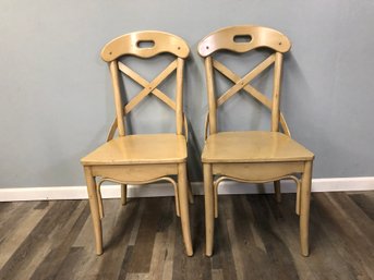 Pair Of White Wood Chairs