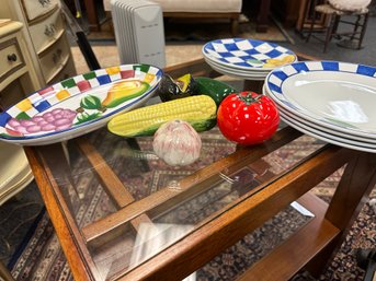 Johnson Bros Hopscotch Plates & Ceramic Vegetables