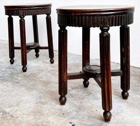 A Pair Of Carved Ipe Plantation Style Cocktail Tables (1 Of 2)