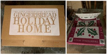 Longaberger Pie Plate & Gingerbread Holiday Home Mold