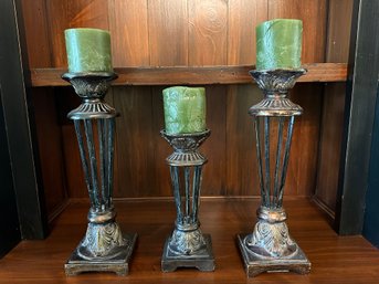 Three Pedestal Candle Stick Holders