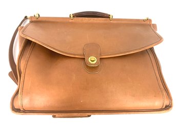 Vintage Coach Beekman 5266 Tan Leather Briefcase Flap Messenger Bag