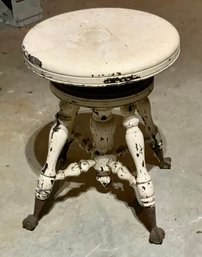 Antique Piano Stool With Glass And Claw Feet