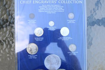Chief Engravers Coin Collection In Holder With Silver Morgan Dollar