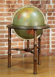 Vintage Faux Bamboo 16' Replogle Floor Globe On Stand