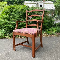 A Chippendale Style Hard Wood Side Chair With An Ikat Seat