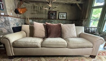 A High Quality Ralph Lauren Three Seat Sofa In Herringbone Fabric, Well Loved!