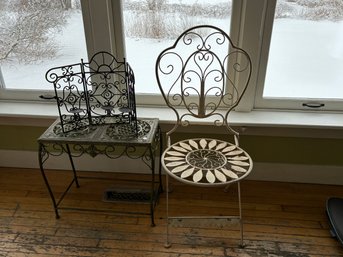 THREE PIECES DECORATIVE WROUGHT IRON