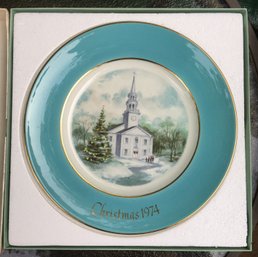 1974 Avon Christmas Plate 'country Church' Made By Wedgewood, England