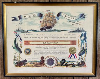 Mid-Century USS Providence Naval Framed Proclamation