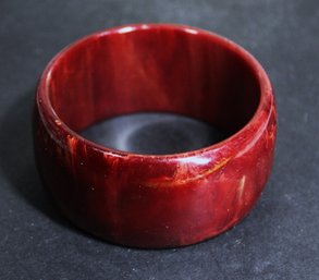 Large And Wide Red Marbleized Bangle Bracelet