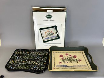 Set Of 8 Portmeirion Botanic Garden Placemats And Wood Serving Tray