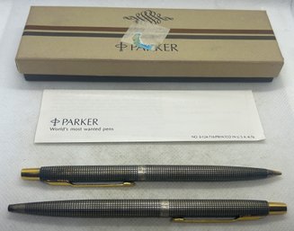 Rare Vintage PARKER 'Sonnet' STERLING SILVER Pen And Mechanical Pencil Set