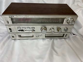 Yorx Vintage Model R5300 Alarm Clock Radio, Cassette Tape & 8-Track Player