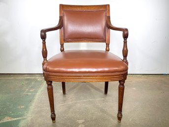 A Vintage Mahogany Arm Chair In Chestnut Leather