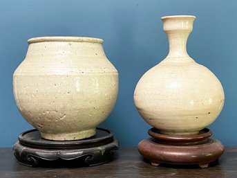 A Pair Of Primitive Antique Ceramic Vessels