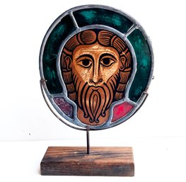 A Vintage Stained Glass Christ Figure