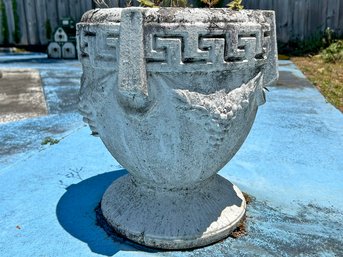 A Vintage Cast Stone Greek Key Planter