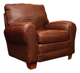 McKinley Leather Of Hickory Incorporated Cushioned Distressed Tobacco Club  Chair 1 Of 3