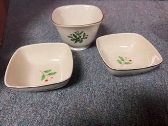 Set Of 3 Lenox Holiday Serving Bowls