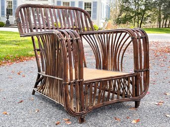 An Antique 1920's Rattan Arm Chair By Heywood Wakefield