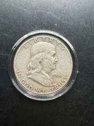 1951 Benjamin Franklin Silver Half Dollar