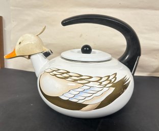 Beautiful Duck Tea Kettle Enameled Stainless Steel Houseware.  PD/a4