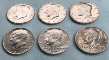 Lot Of 6 Estate Found Like New Bright 1970s U.S. Half Dollar Coins