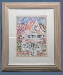 Framed Water Color Print 'Beach House' Decorative Wall Art